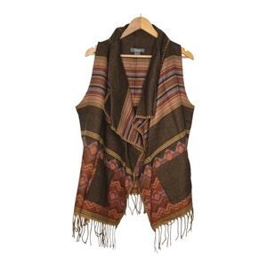 Natural Reflections Womens Aztec Western Fringe Sweater Vest Size Large